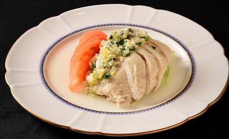 蒸し鶏の葱ソースかけ